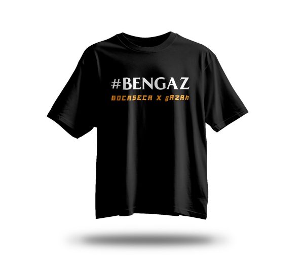 #BENGAZ – Tricou oversize (alb / negru)